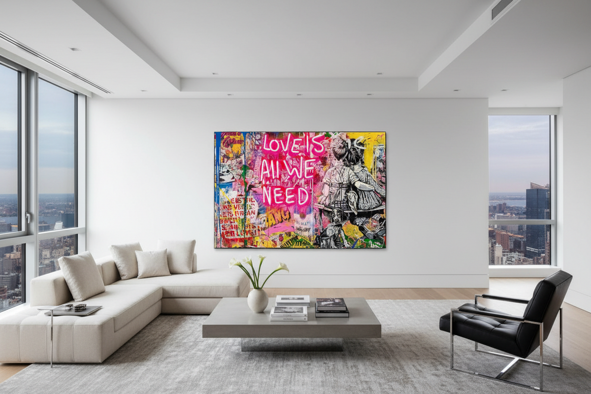 Banksy Love is all we need Canvas Wall Art