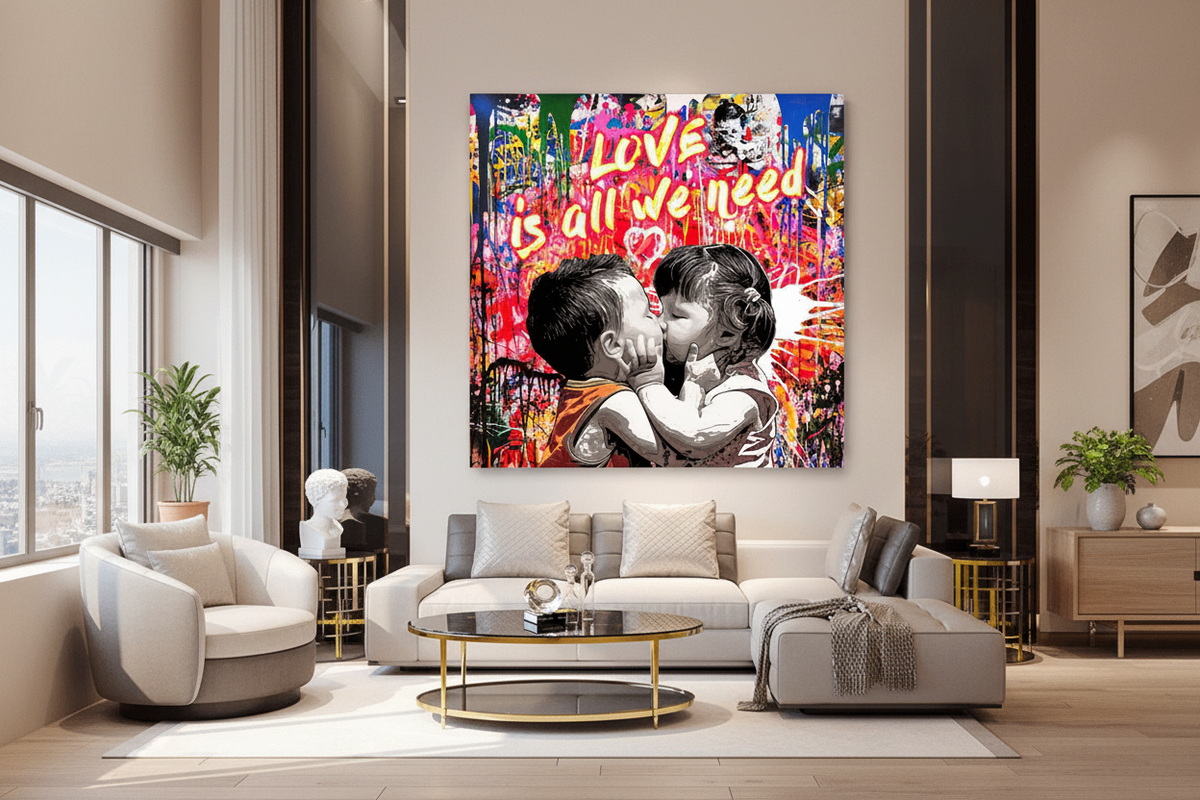 Banksy Love is all we need Graffiti Canvas Wall Art