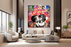 Banksy Love is all we need Graffiti Canvas Wall Art