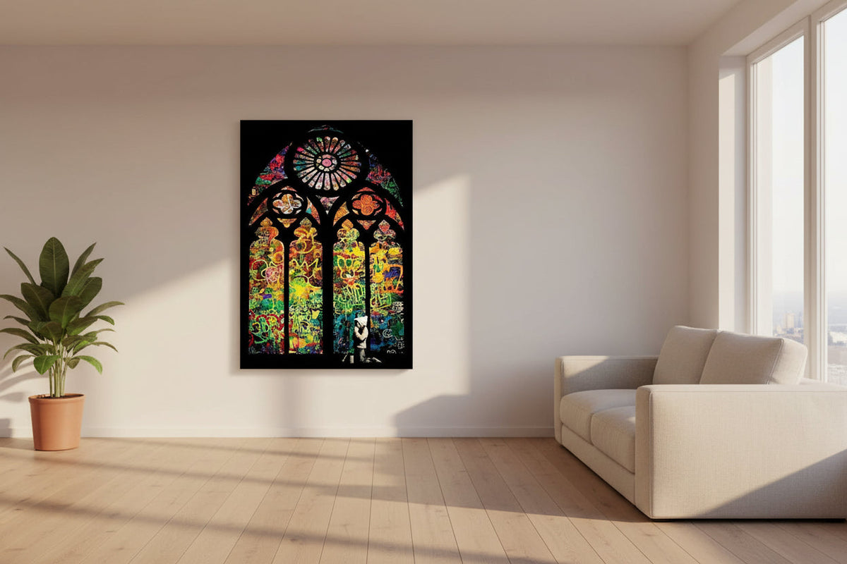 Banksy Stained Glass Canvas Wall Art