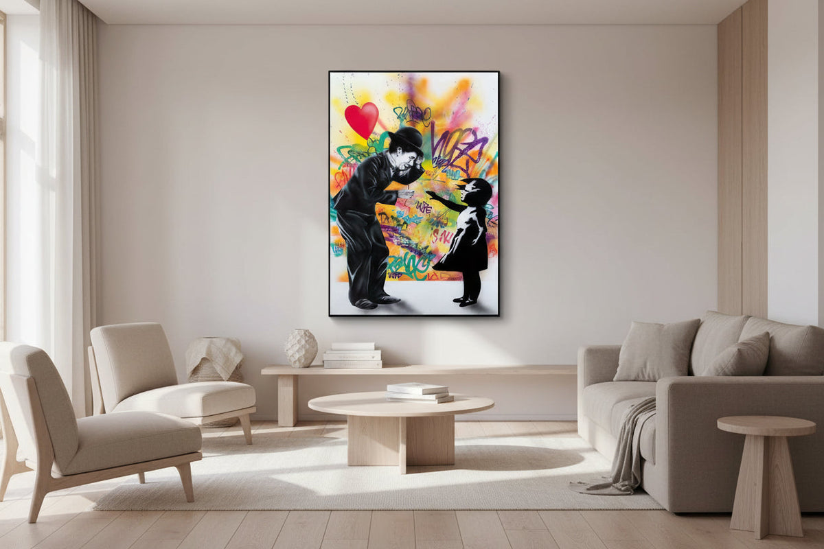 Banksy Street Art Love Heart Girl Canvas Wall Art