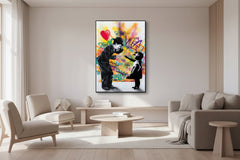 Banksy Street Art Love Heart Girl Canvas Wall Art