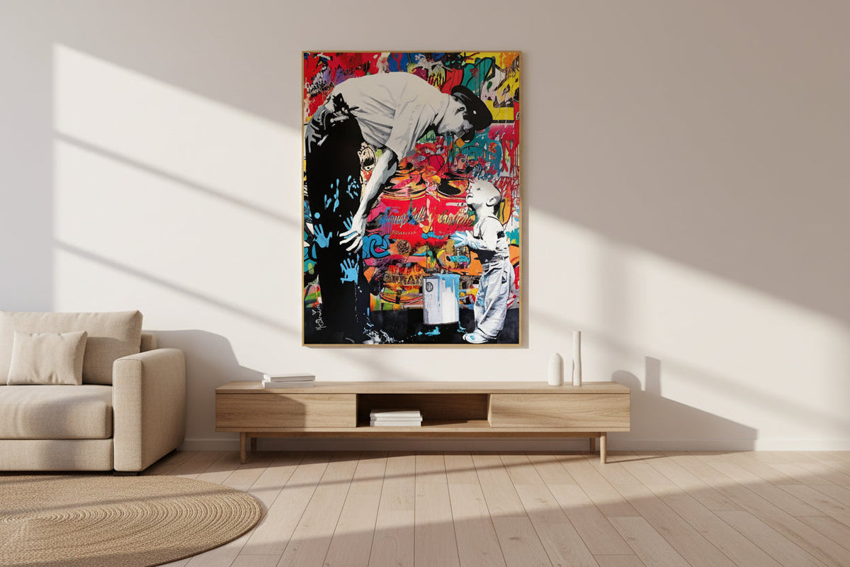 Banksy and Boy Canvas Wall Art