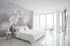 Behind the Bed Flowers Wallpaper Mural