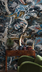 Black Floral Fairytale Wallpaper Mural