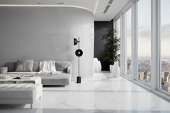 Black Heavy Standing Floor Lamp – Durable Elegant Statement Light