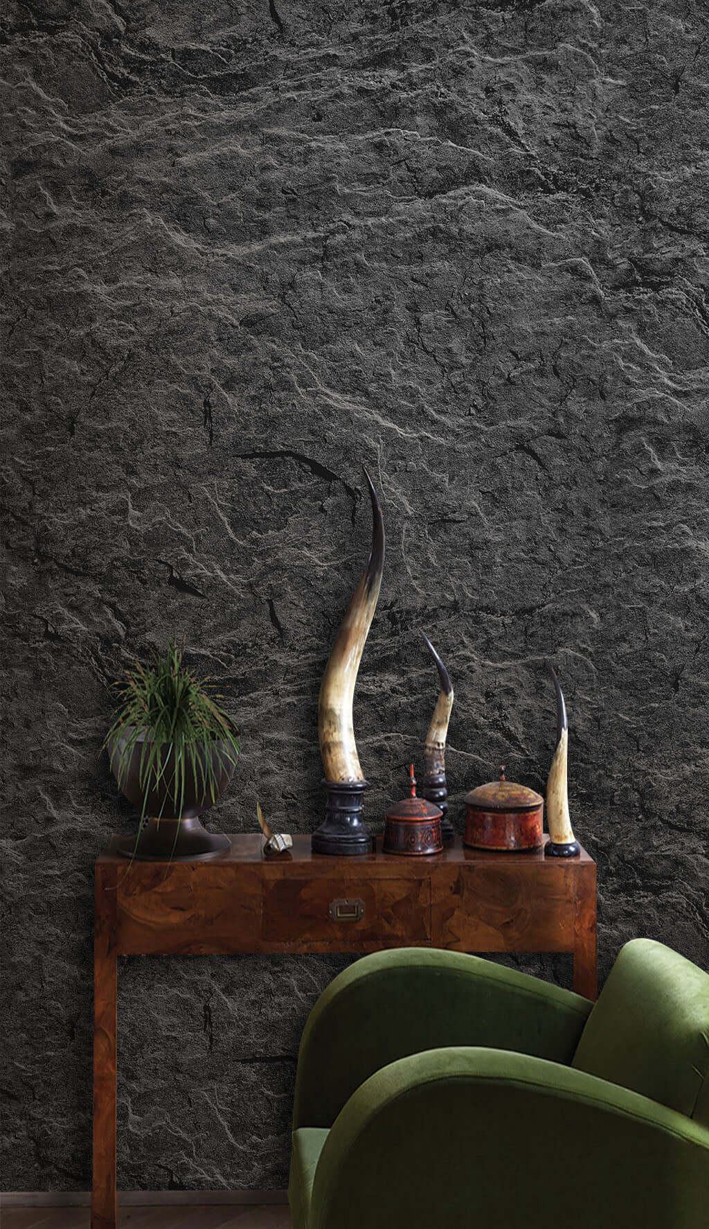 Black Layered Stone Wallpaper Mural