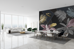 Black Leafs Pattern Wallpaper Murals - Premium Design