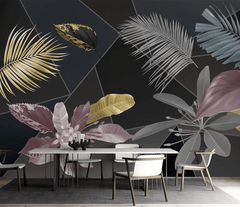 Black Leafs Pattern Wallpaper Murals - Premium Design