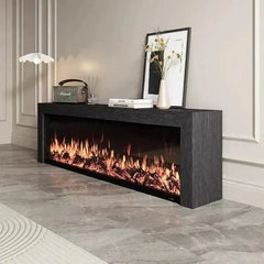 Black Oak Fireplace TV Cabinet Simulated Flames
