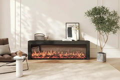 Black Oak Fireplace TV Cabinet Simulated Flames