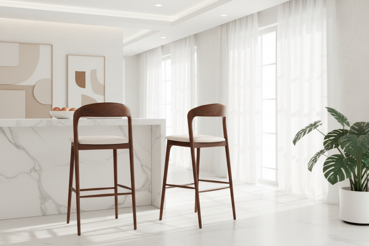 Black Walnut Solid Wood Bar Counter Chair – Minimalist Elegance