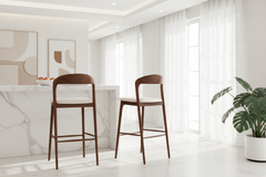 Black Walnut Solid Wood Bar Counter Chair – Minimalist Elegance