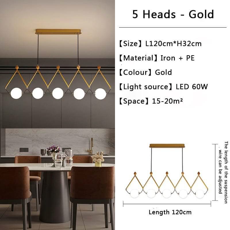 Black & Gold Globe LED Glass Balls Hanging Light for Kitchen Island