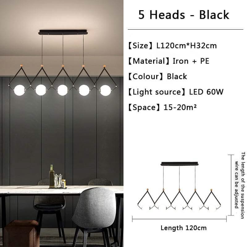 Black & Gold Globe LED Glass Balls Hanging Light for Kitchen Island