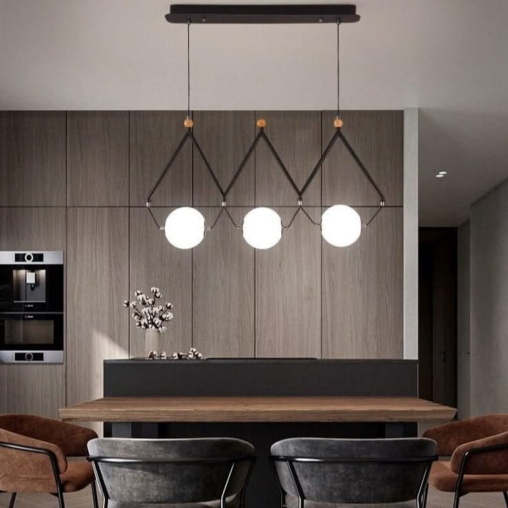 Black & Gold Globe LED Glass Balls Hanging Light for Kitchen Island