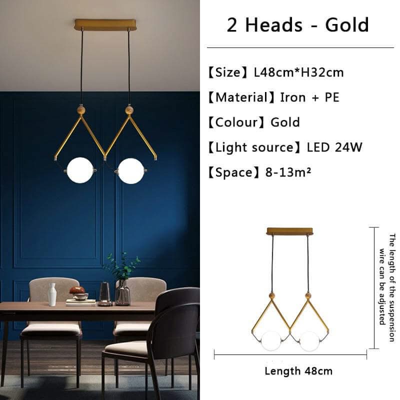 Black & Gold Globe LED Glass Balls Hanging Light for Kitchen Island