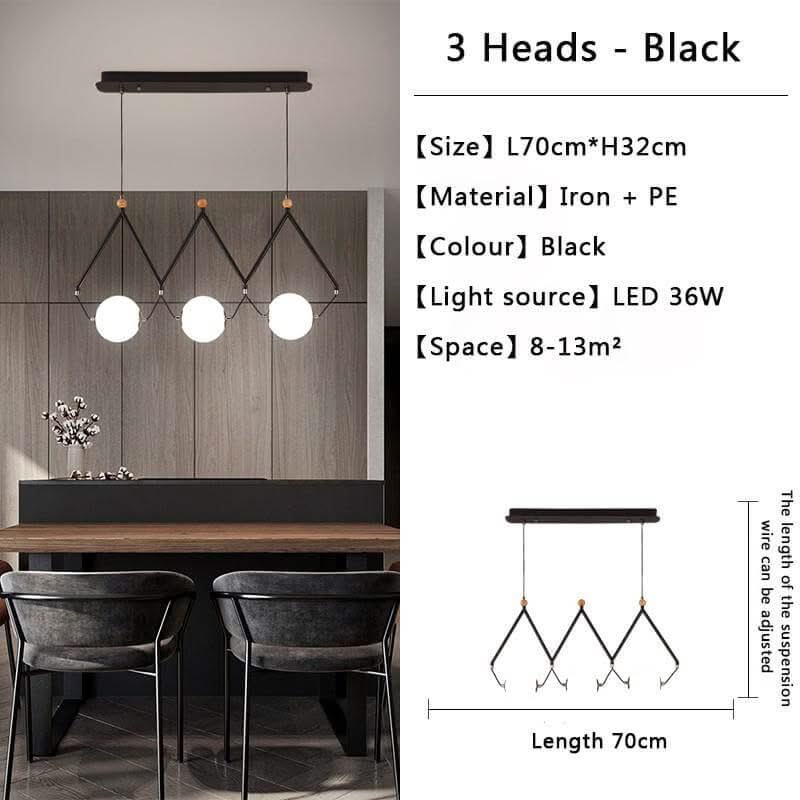 Black & Gold Globe LED Glass Balls Hanging Light for Kitchen Island