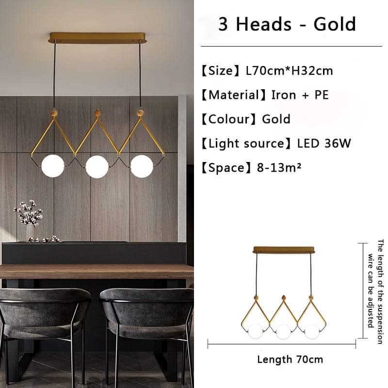 Black & Gold Globe LED Glass Balls Hanging Light for Kitchen Island