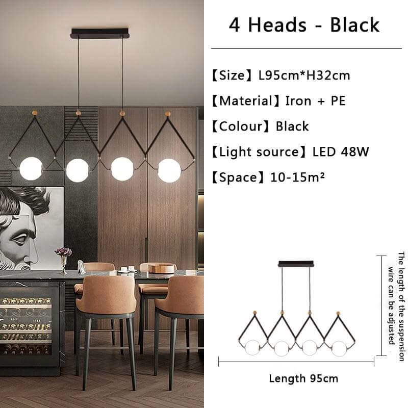 Black & Gold Globe LED Glass Balls Hanging Light for Kitchen Island