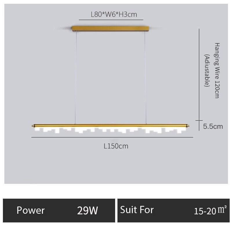 Blocks Linear LED Pendant Light for Kitchen Island – Black & Gold, Dimmable