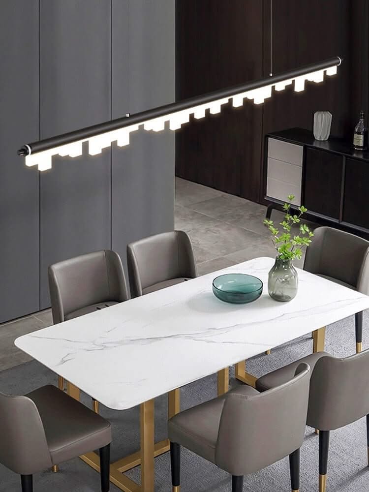 Blocks Linear LED Pendant Light for Kitchen Island – Black & Gold, Dimmable