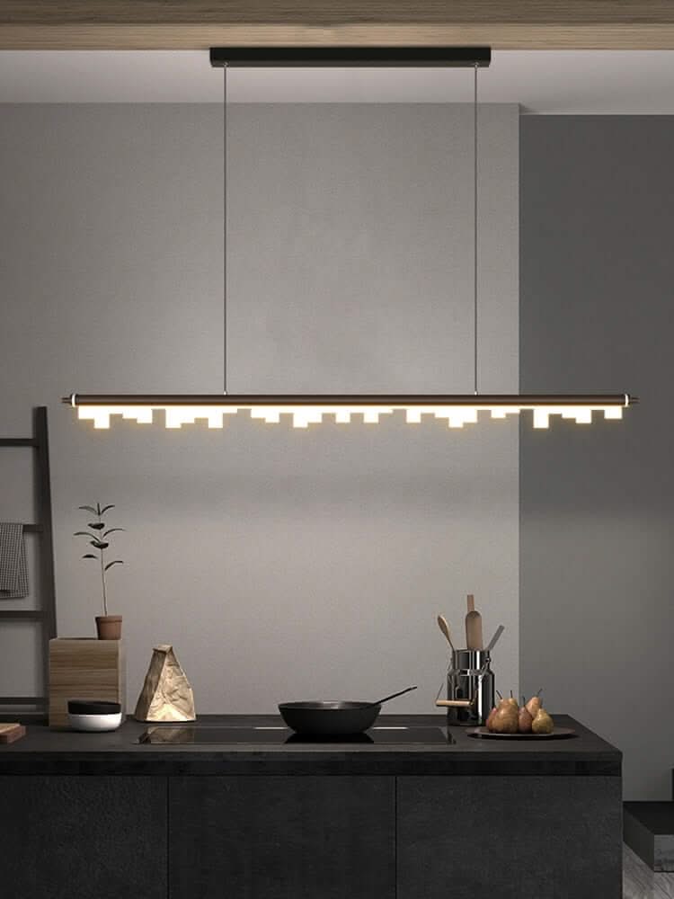 Blocks Linear LED Pendant Light for Kitchen Island – Black & Gold, Dimmable