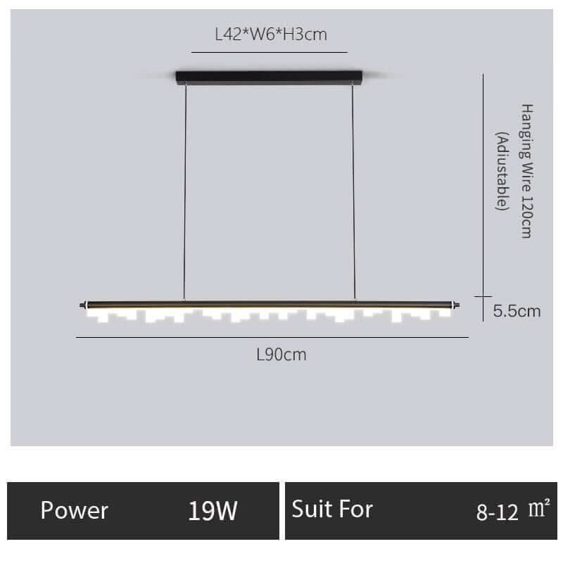 Blocks Linear LED Pendant Light for Kitchen Island – Black & Gold, Dimmable
