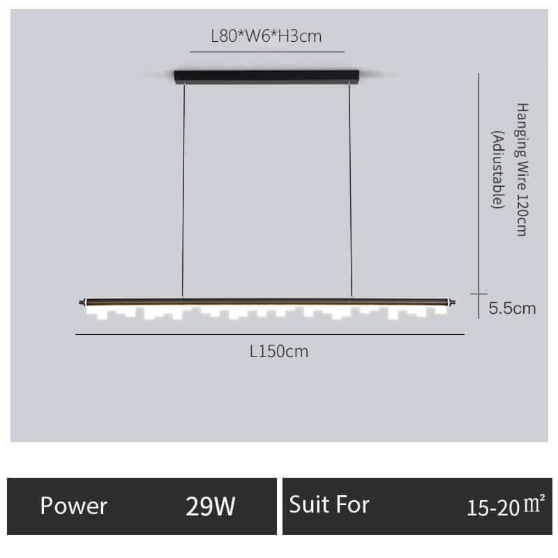 Blocks Linear LED Pendant Light for Kitchen Island – Black & Gold, Dimmable