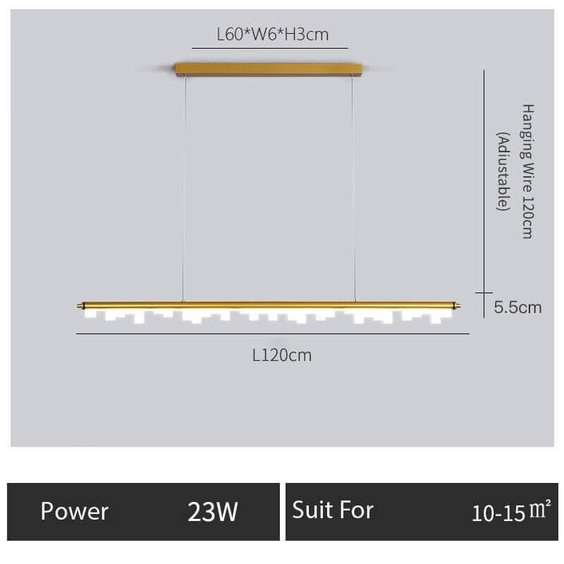 Blocks Linear LED Pendant Light for Kitchen Island – Black & Gold, Dimmable