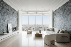 Blue Era Leaves Wallpaper Mural