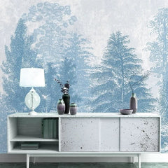 Blue Forest Trees Wallpaper Mural
