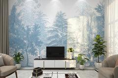 Blue Forest Trees Wallpaper Mural