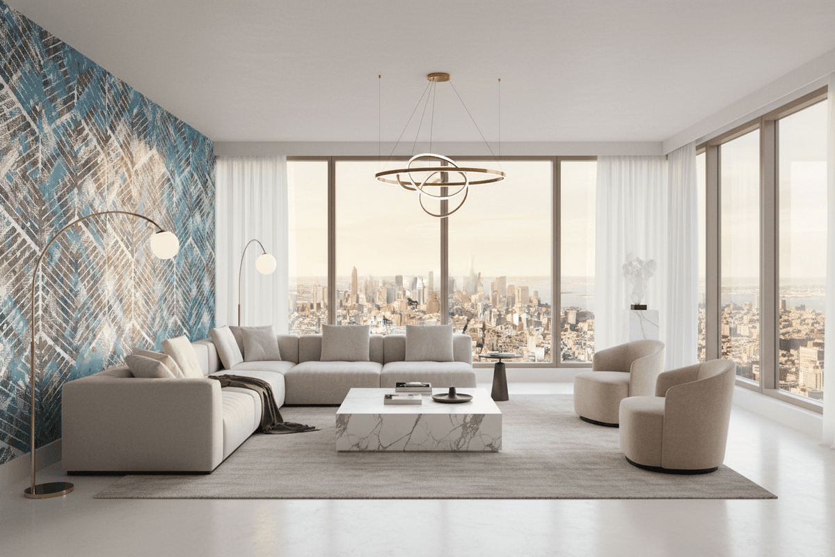 Blue Geometric Hexagon Wallpaper Mural