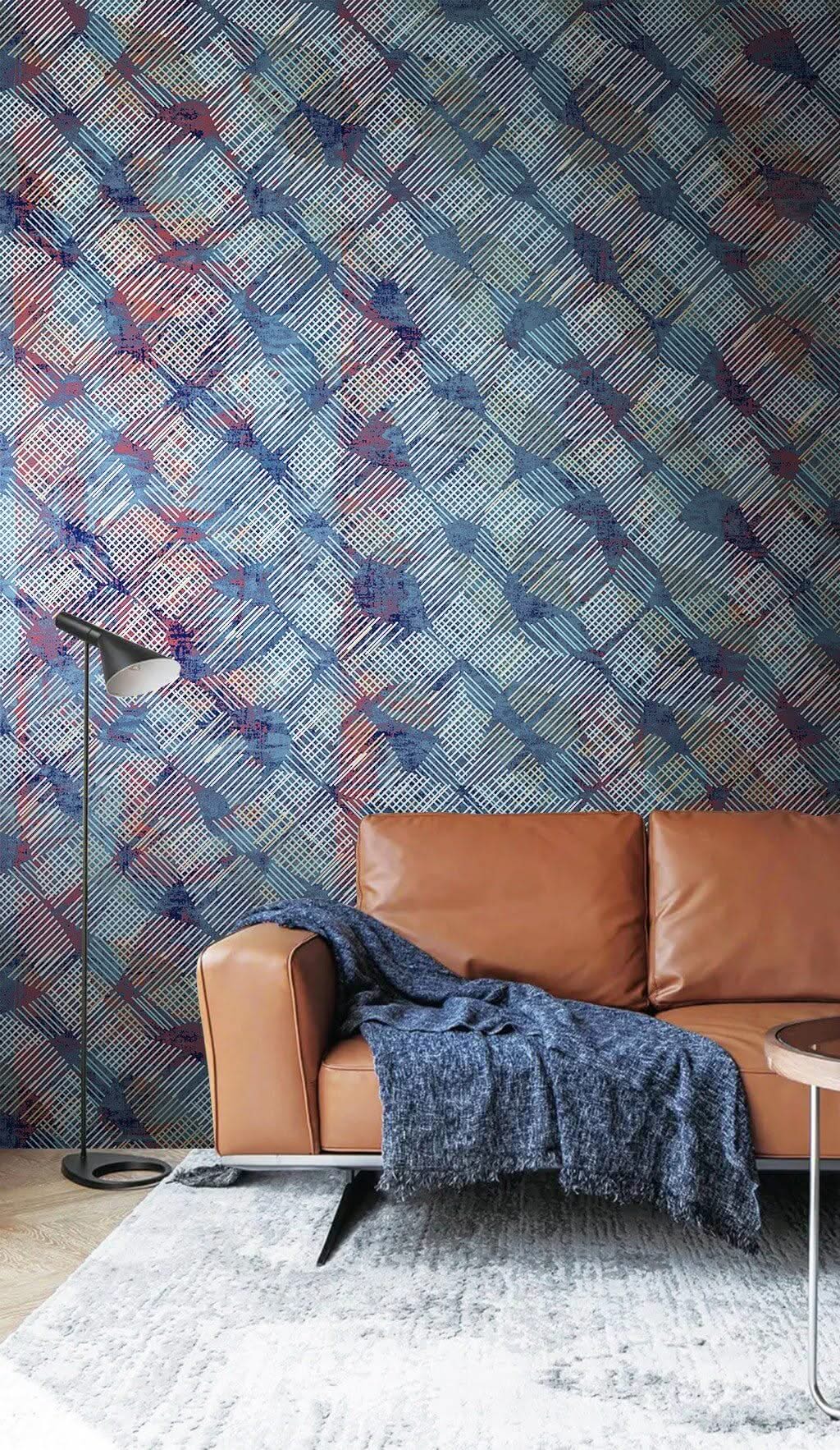 Blue Geometric Texture Wallpaper Mural
