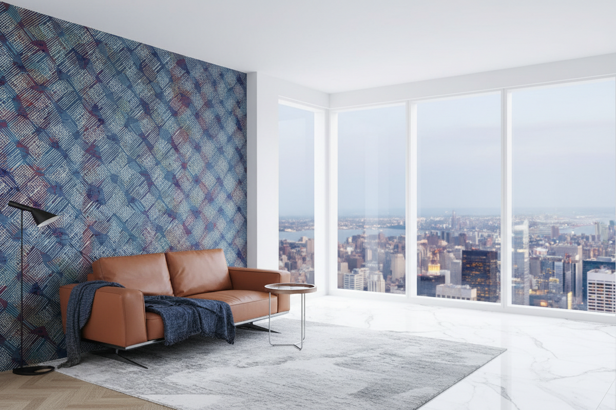 Blue Geometric Texture Wallpaper Mural