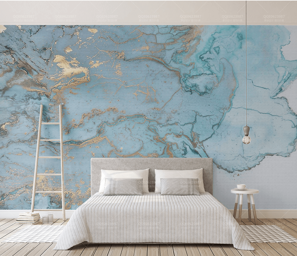 Blue & Gold Marble Wallpaper Mural