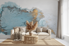 Blue & Gold Shade Marble Wallpaper Mural