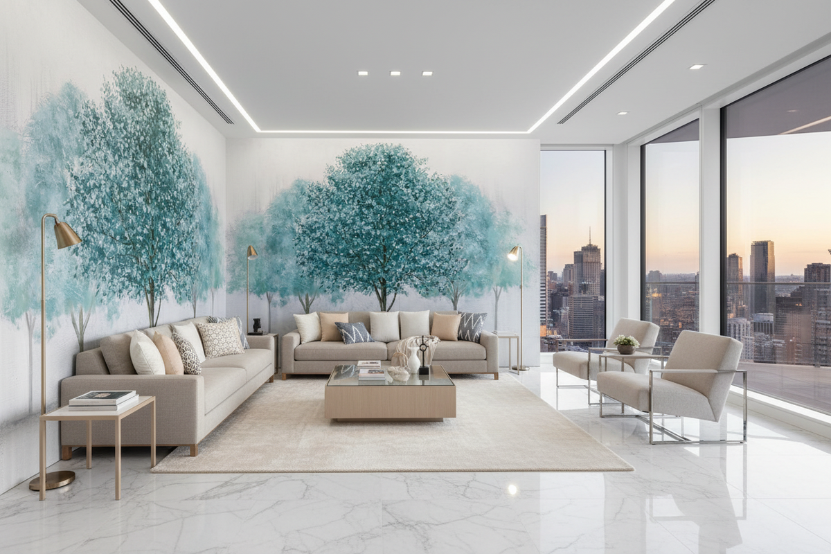 Blue Tranquility Tree Wall Mural