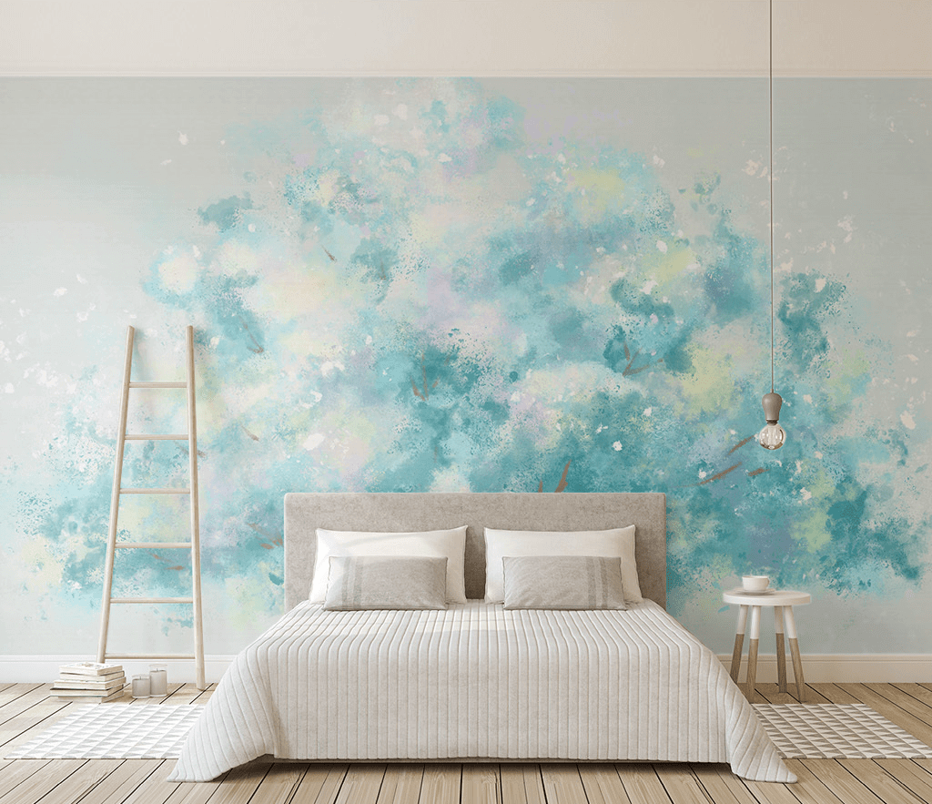 Blue Tree Theme Wallpaper Mural