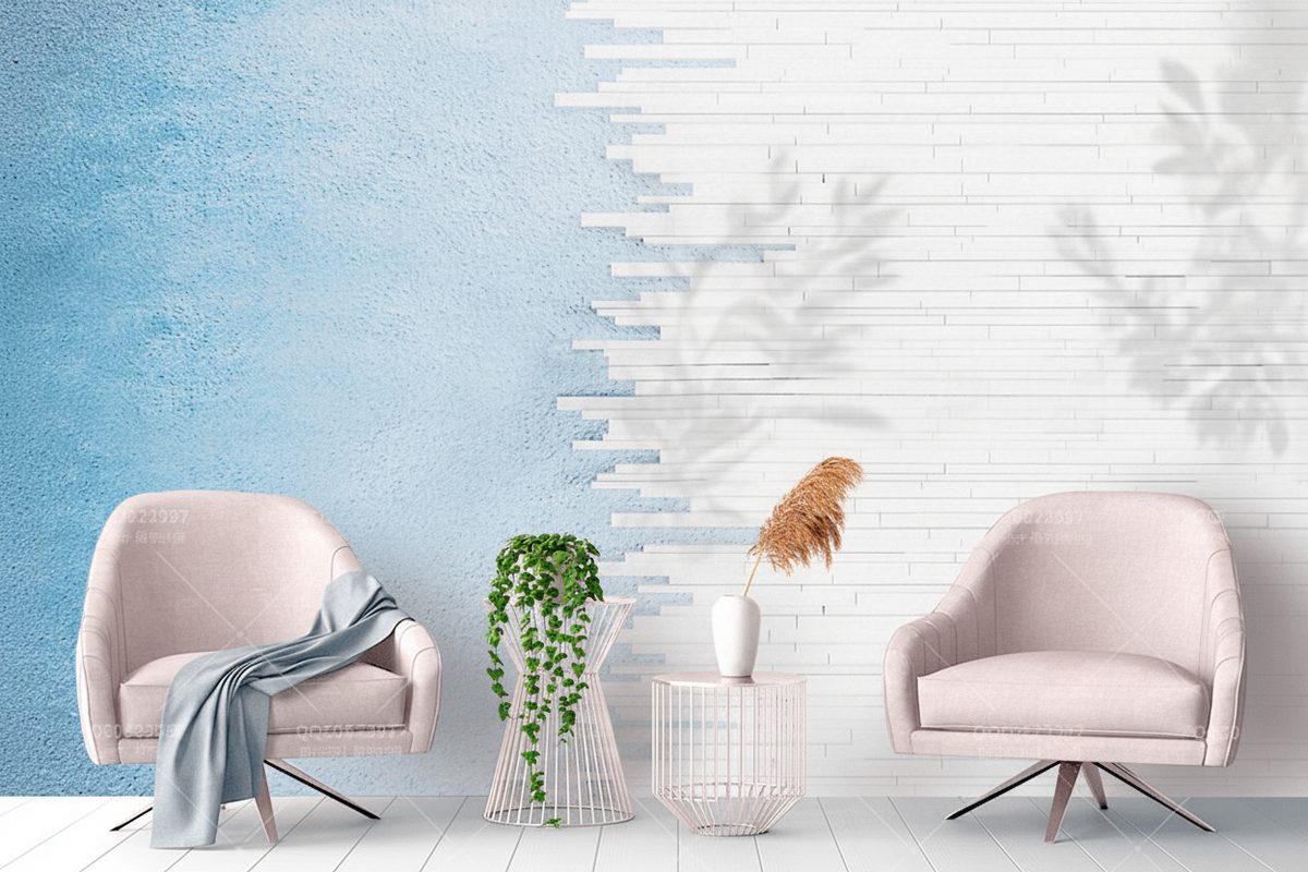 Blue & White Merge Lines Wallpaper Mural