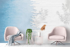 Blue & White Merge Lines Wallpaper Mural