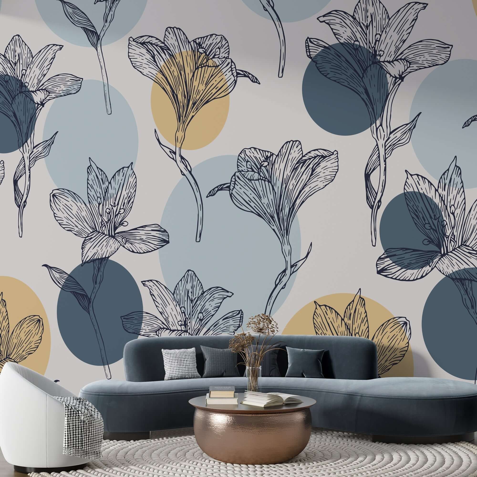 Boho Flowers Wallpaper Mural - Vibrant & Stylish Décor