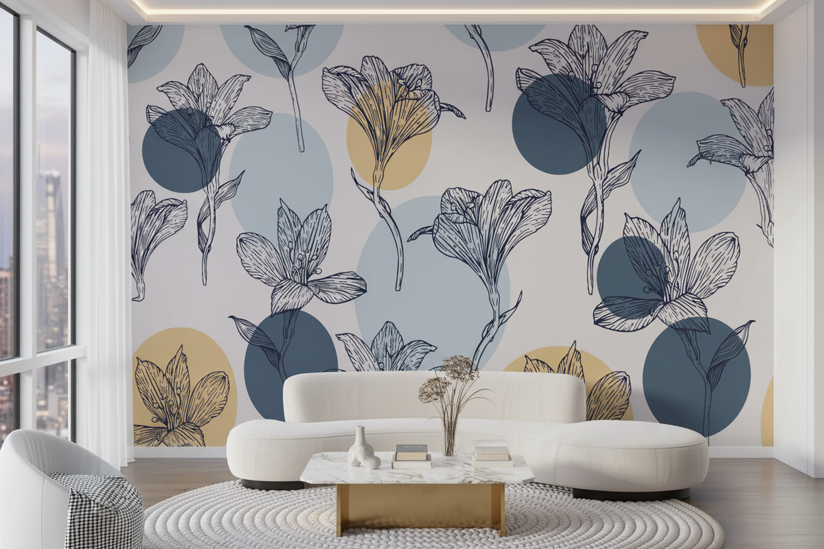 Boho Flowers Wallpaper Mural - Vibrant & Stylish Décor