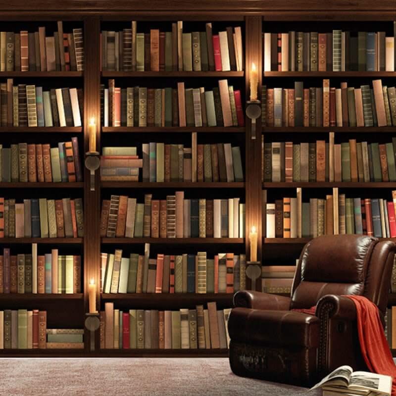 Bookshelf Library Wallpaper Mural