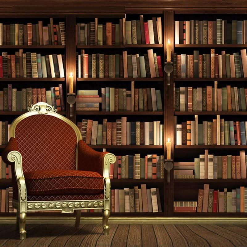 Bookshelf Library Wallpaper Mural