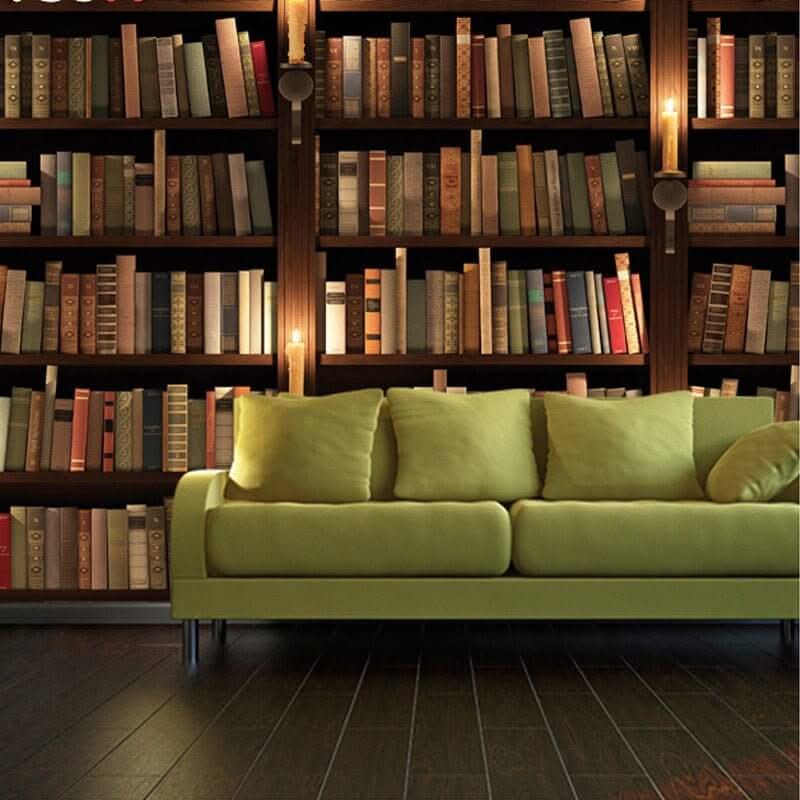 Bookshelf Library Wallpaper Mural