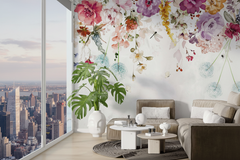 Bright: Floral Wallpaper Mural - Vibrant & Colorful Designs