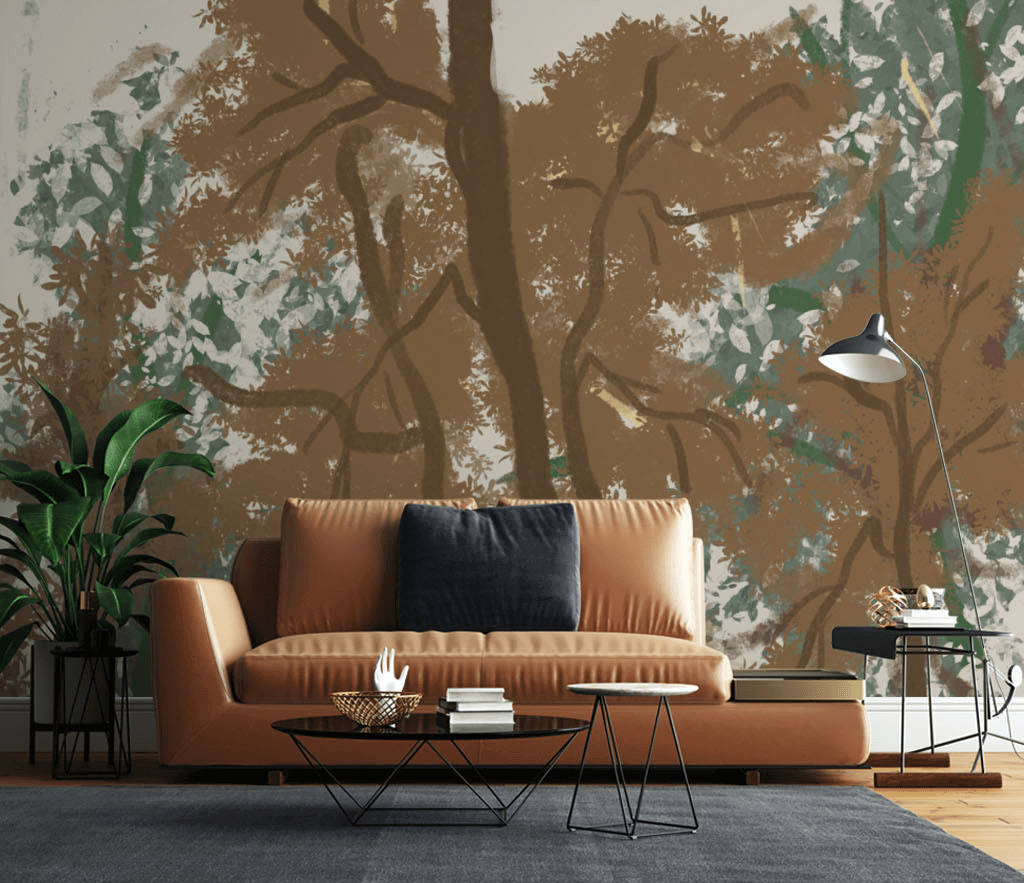 Brown Brushed Paint Tree - Tree Trunks Wallpaper Murals