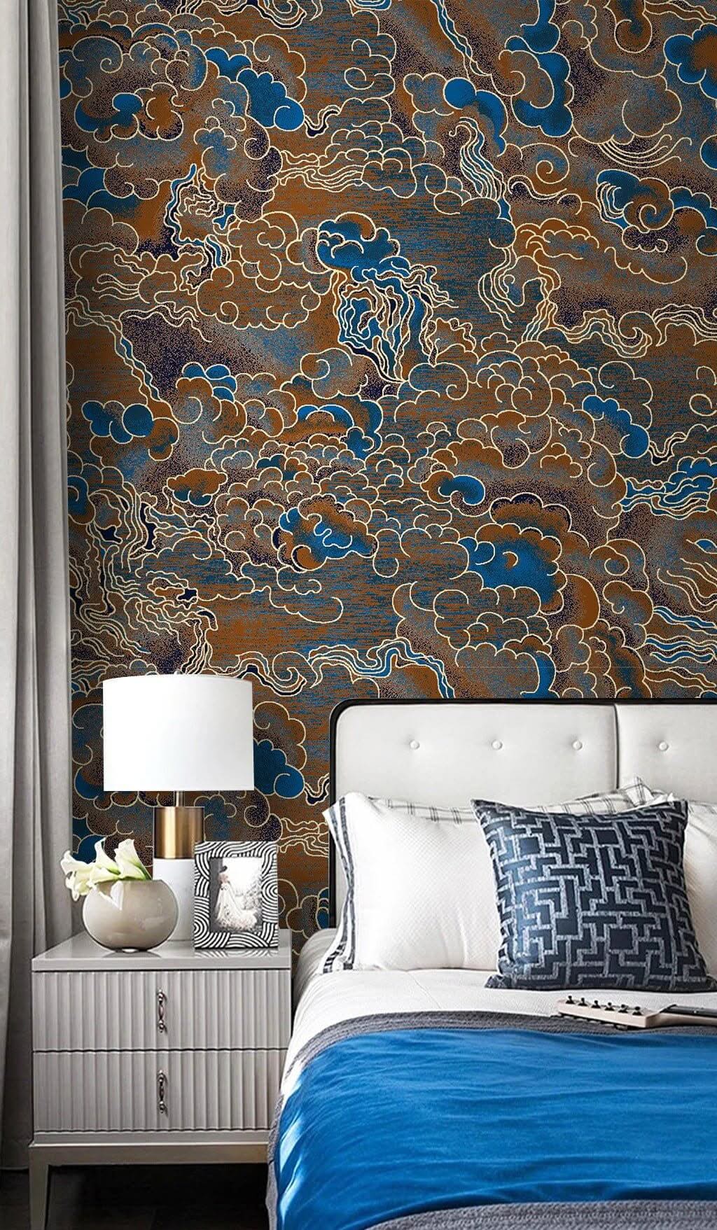 Brown Gold Clouds Wallpaper Mural